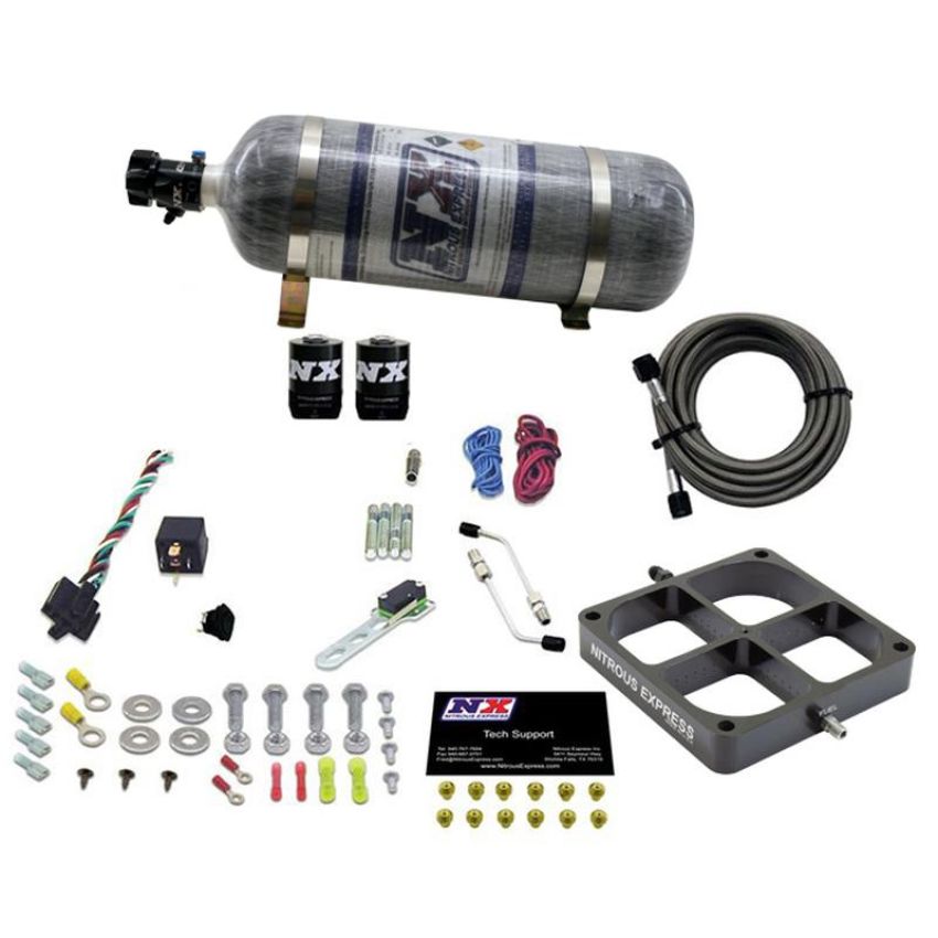 Nitrous Express 63980-12 SINGLE ENTRY CROSSBAR 8500 BASED THROTTLE BODY W/ 12 LB COMPOSITE BOTTLE