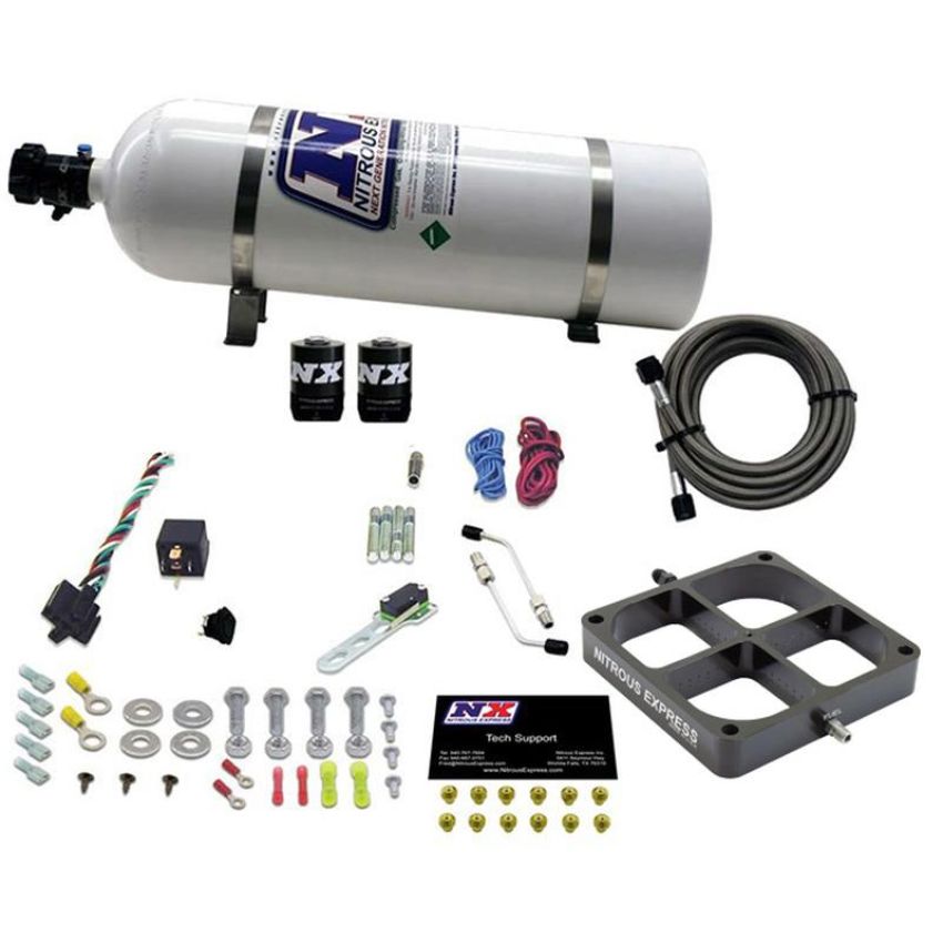 Nitrous Express 63980-15 SINGLE ENTRY CROSSBAR 8500 BASED THROTTLE BODY 15LB BOTTLE