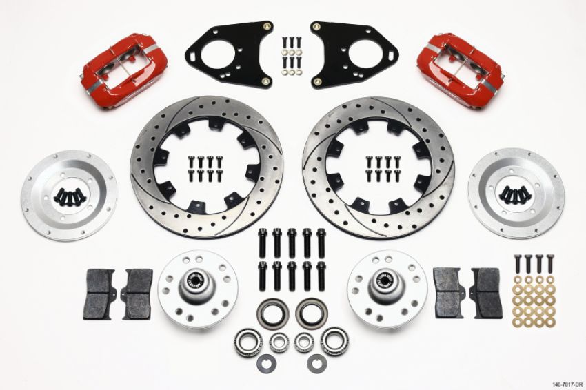 Wilwood 140-7017-DR Forged Dynalite Front Kit 12.19in Drilled Red 71-80 Pinto/Mustang II Disc & Drum