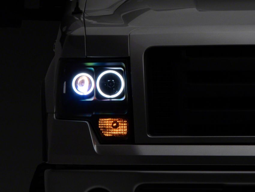 Raxiom T542825 09-14 Ford F-150 Super White LED Halo Projector Headlights- Blk Housing (Clear Lens)