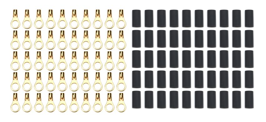 QUICKCAR RACING PRODUCTS QRP57-464-50 Ring Terminal 3/8in 10- 12 Ga w/Heat Shrink 50pk