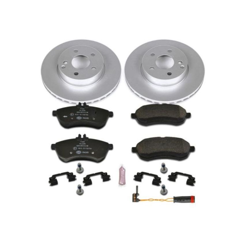 PowerStop ESK5790 Genuine Geomet Coated Rotors, ECE-R90 Brake Pads + Hardware Kit
