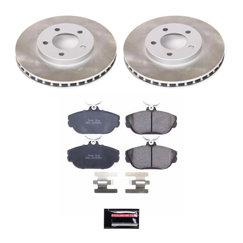 PowerStop SC1327 Semi-Coated Rotor and Low-Dust Ceramic Brake Pad Kit