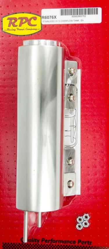 RACING POWER CO-PACKAGED RPCR6076X 10in Polished Stainless Overflow Tank