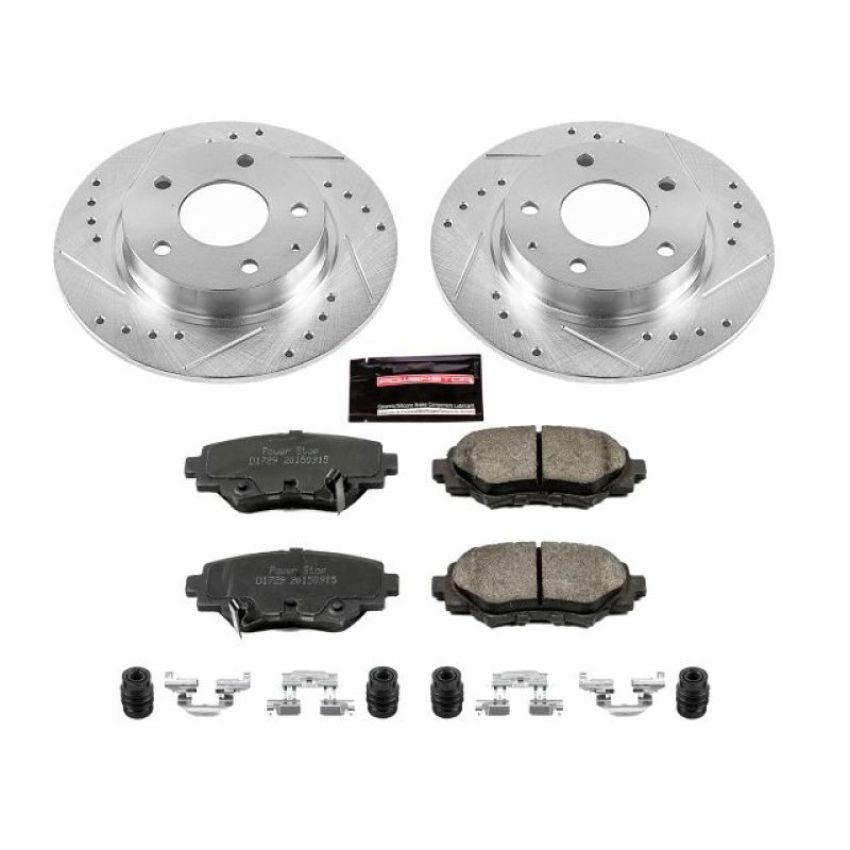 PowerStop K6963 Z23 Daily Driver Carbon-Fiber Ceramic Brake Pad and Drilled & Slotted Rotor Kit