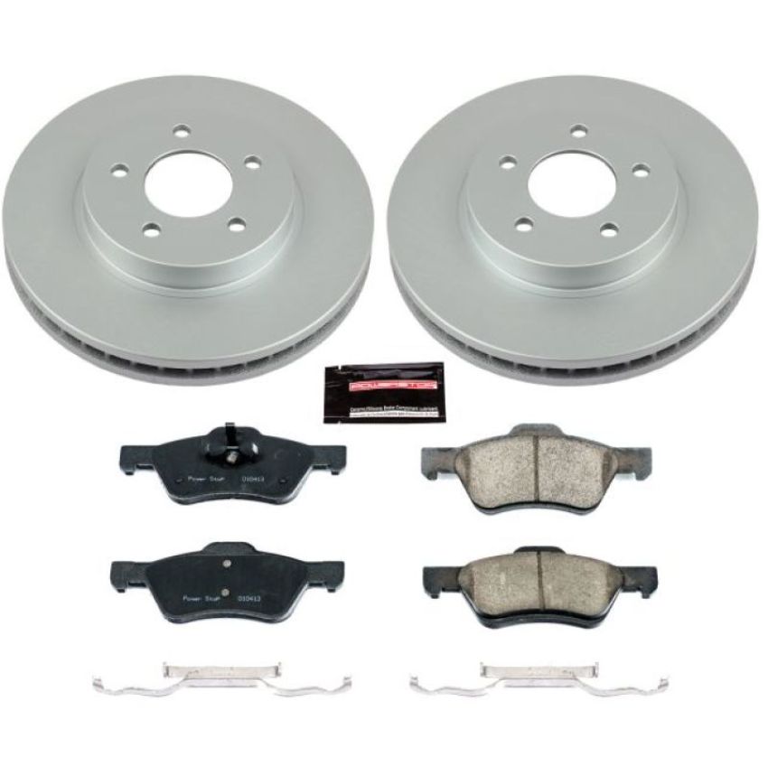 PowerStop CRK5571 Genuine Geomet Coated Rotor and Low-Dust Ceramic Brake Pad Kit