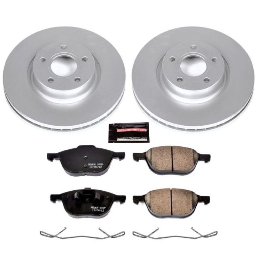 PowerStop CRK4575 Genuine Geomet Coated Rotor and Carbon-Fiber Ceramic Brake Pad Kit
