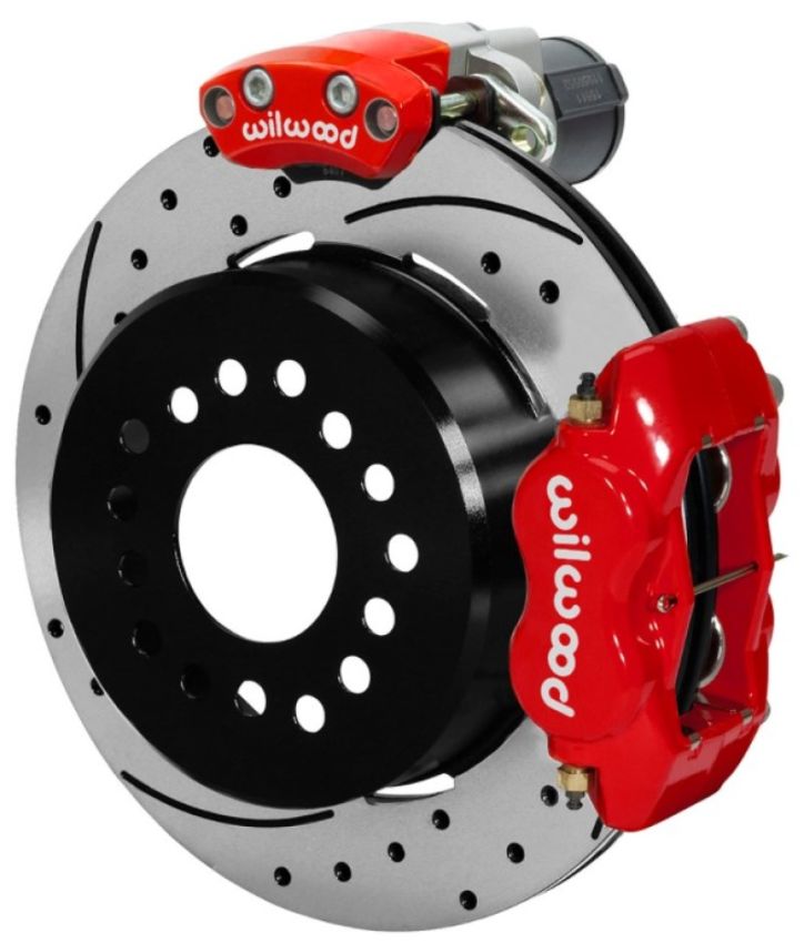 Wilwood 140-16130-DR Forged Dynalite Rear Electronic Parking Brake Kit - Red Powder Coat Caliper - D/S Rotor