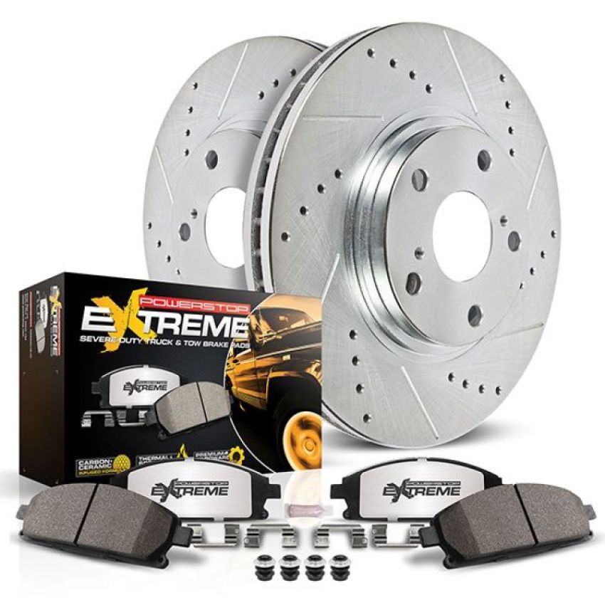 PowerStop K8683-36 Z36 Truck and SUV Carbon-Fiber Ceramic Brake Pad and Drilled & Slotted Rotor Kit
