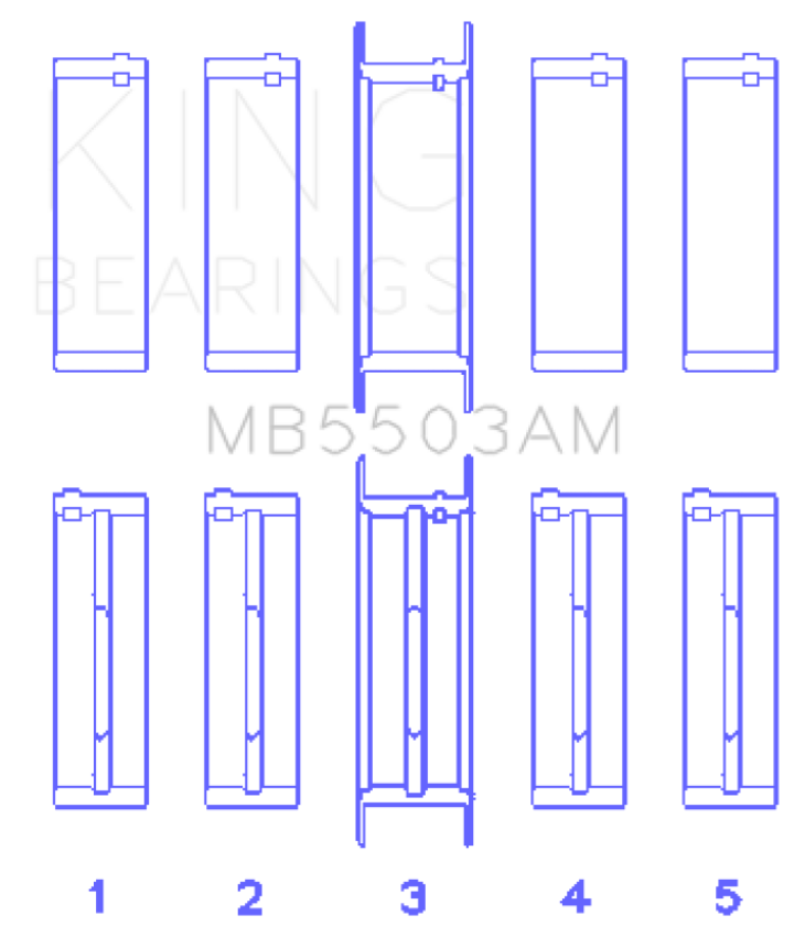 King Ford V8 351ci 5.8L 16v Crankshaft Main Bearing Set (Set of 5)