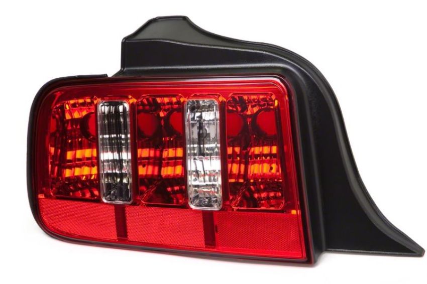 Raxiom 49123 05-09 Ford Mustang Coyote Tail Lights- Chrome Housing - Red/Clear Lens