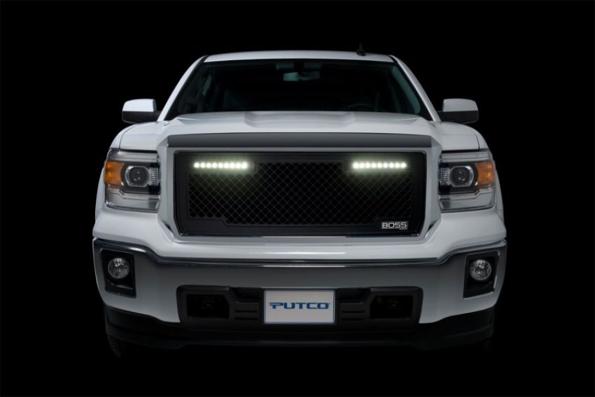 Putco 270535BL 15-19 GMC Sierra HD Lighted Boss Grille (Qty 2 - 10in Luminix Light Bars)