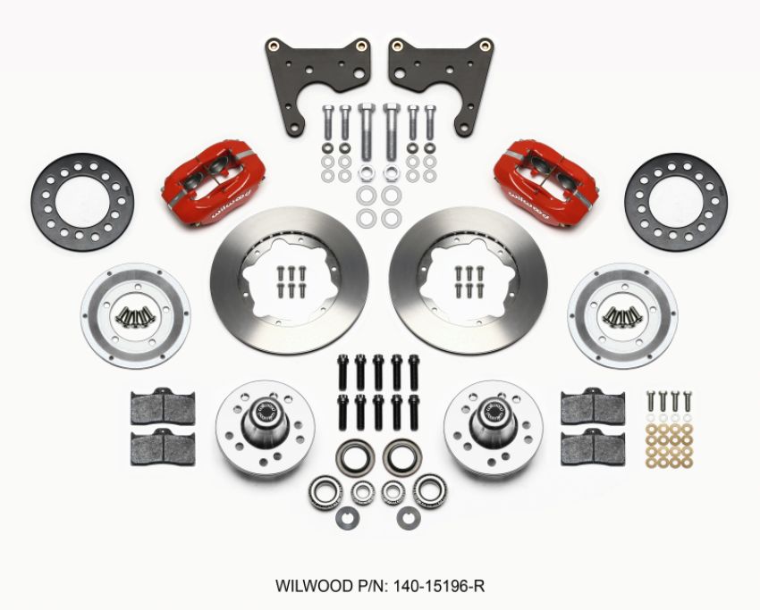 Wilwood 140-15196-R Forged Dynalite Front Kit 11.00in Red 65-72 CDP C Body -Drum
