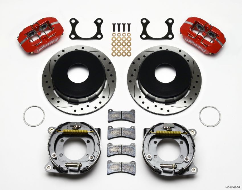 Wilwood 140-11388-DR Dynapro Low-Profile 11.00in P-Brake Kit Drill-Red Big Ford 2.36in Offset Currie