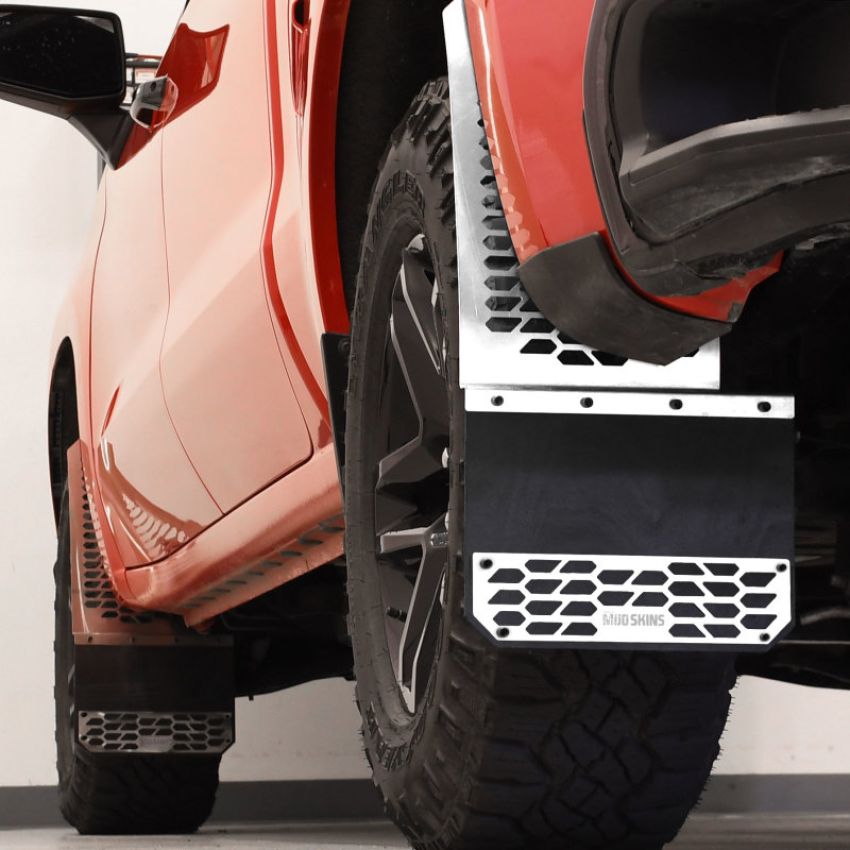 Putco 78070 15-19 Chevy Silv/Sierra HD Dually (Front) - Set of 2 Mud Skins - Polished SS w/ Hex Shield
