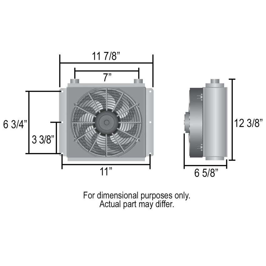 Derale 65860 18 Row Hi-Flow Racing Remote Fluid Cooler w/ Low Profile Fan, 7/8-14 UNF O-ring