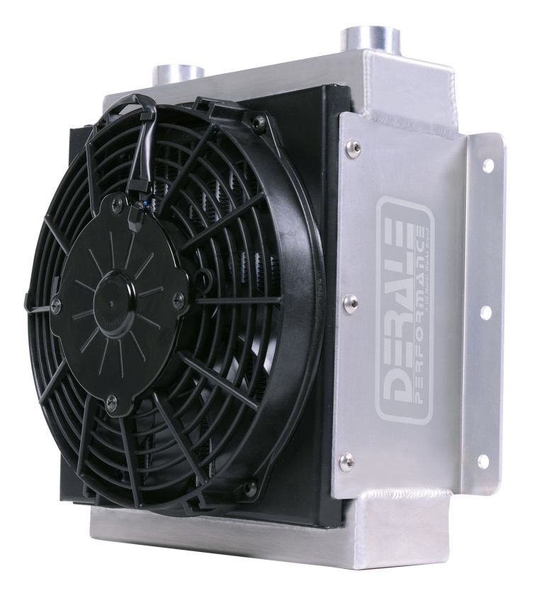 Derale 65860 18 Row Hi-Flow Racing Remote Fluid Cooler w/ Low Profile Fan, 7/8-14 UNF O-ring