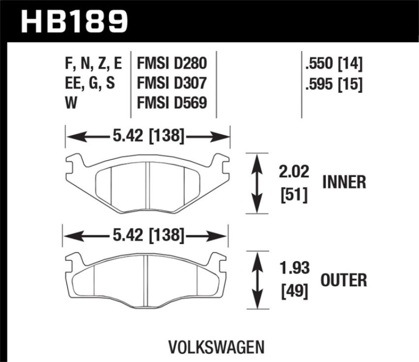 Hawk Performance HB189Z.595 Performance Ceramic Disc Brake Pad