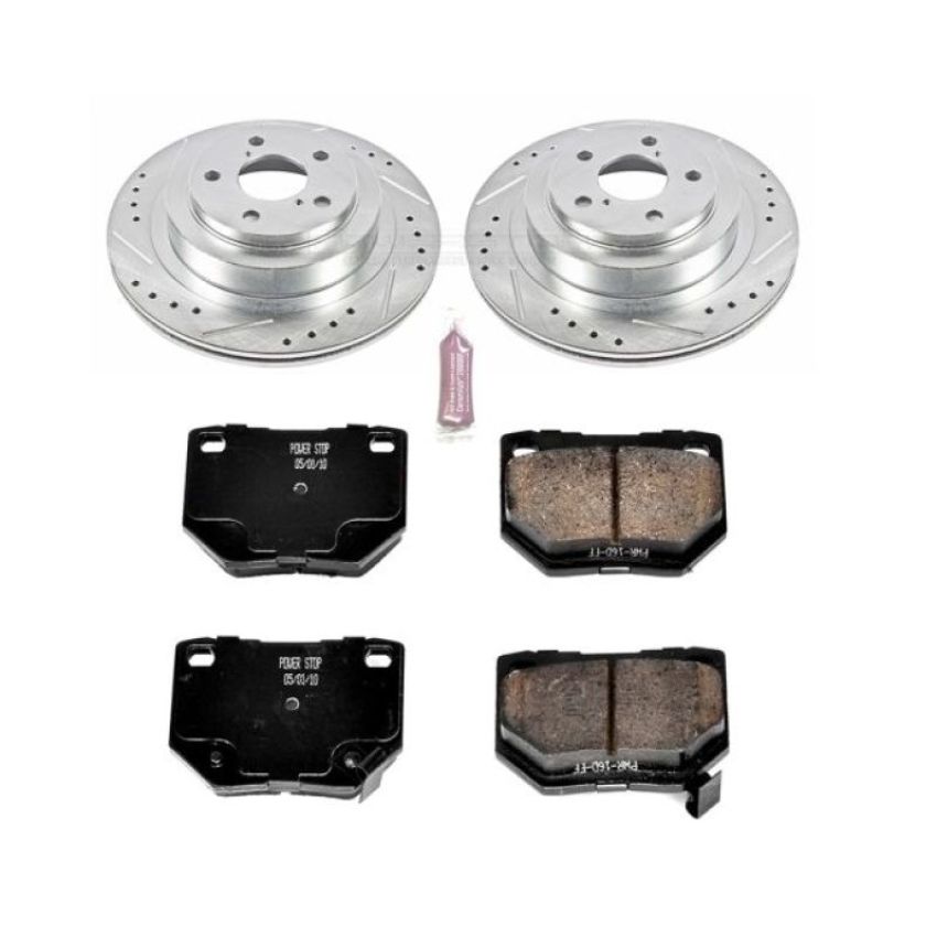 PowerStop K4932 Z23 Daily Driver Carbon-Fiber Ceramic Brake Pad and Drilled & Slotted Rotor Kit