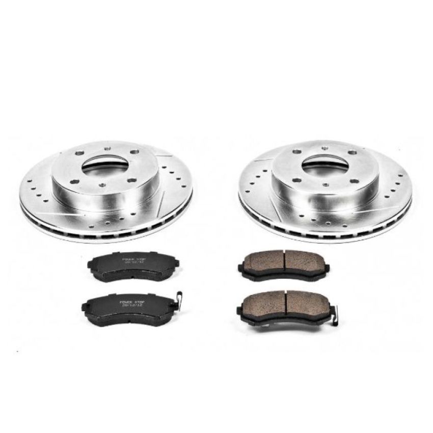 PowerStop K654 Z23 Daily Driver Carbon-Fiber Ceramic Brake Pad and Drilled & Slotted Rotor Kit