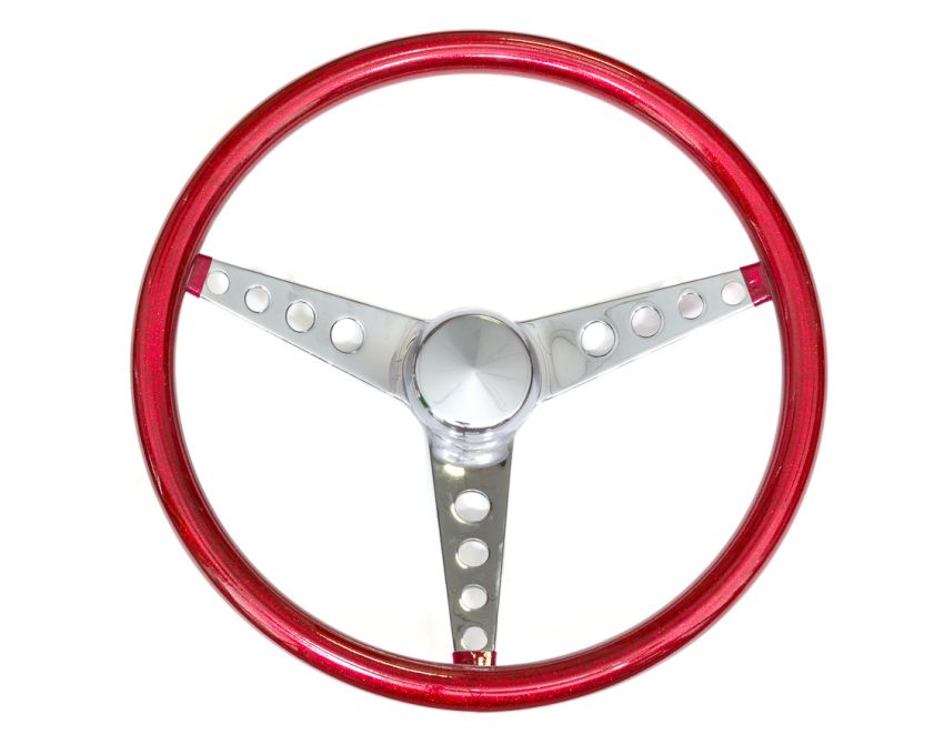 GRANT GRT8465 Steering Wheel Mtl Flake Red/Spoke Chrm 15