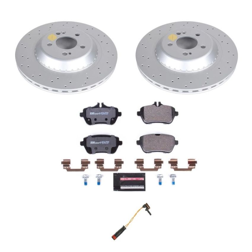 PowerStop ESK8194 Genuine Geomet Coated Rotors, ECE-R90 Brake Pads + Hardware Kit