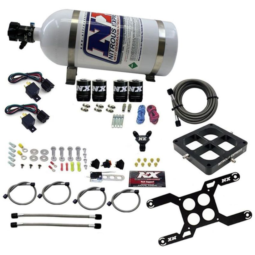 Nitrous Express 66447-10 Dry, Quad Stage Billet Crossbar Plate, 100-2000HP (4500 Flange) W/10Lb Bottle