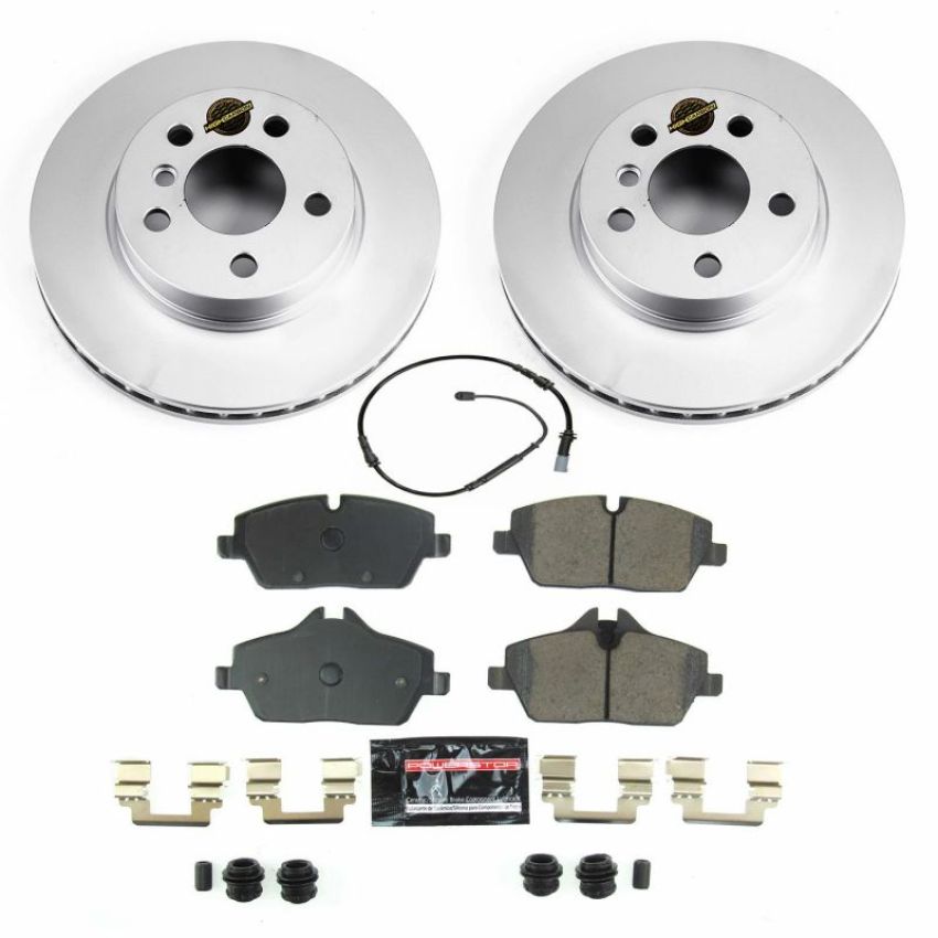 PowerStop CRK8112 Genuine Geomet Coated Rotor and Carbon-Fiber Ceramic Brake Pad Kit