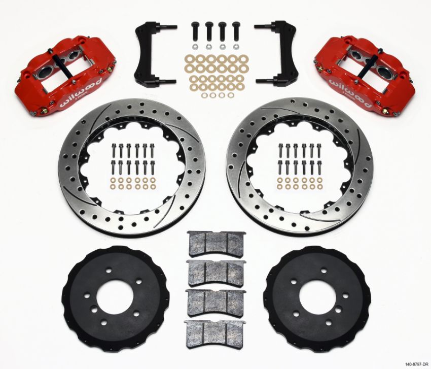 Wilwood 140-8797-DR Narrow Superlite 6R Front Hat Kit 13.06in Drilled Red E36 BMW M3