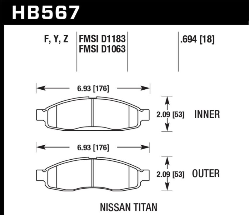 Hawk Performance HB567Y.694 LTS Disc Brake Pad