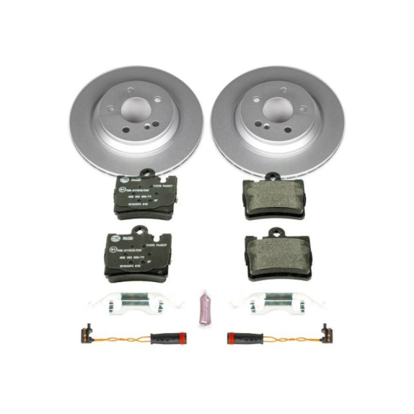 PowerStop ESK2997 Genuine Geomet Coated Rotors, ECE-R90 Brake Pads + Hardware Kit