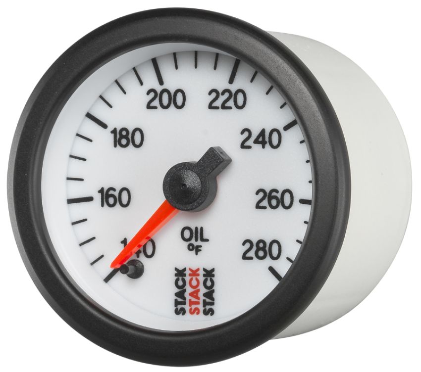 AutoMeter ST3360 Stack 52mm 140-280 Deg F 1/8in NPTF Male Pro Stepper Motor Oil Temp Gauge - White