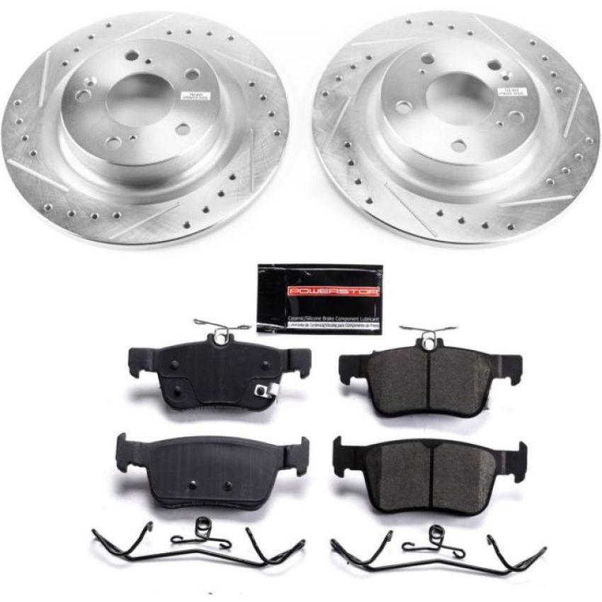 PowerStop K7871 Z23 Daily Driver Carbon-Fiber Ceramic Brake Pad and Drilled & Slotted Rotor Kit