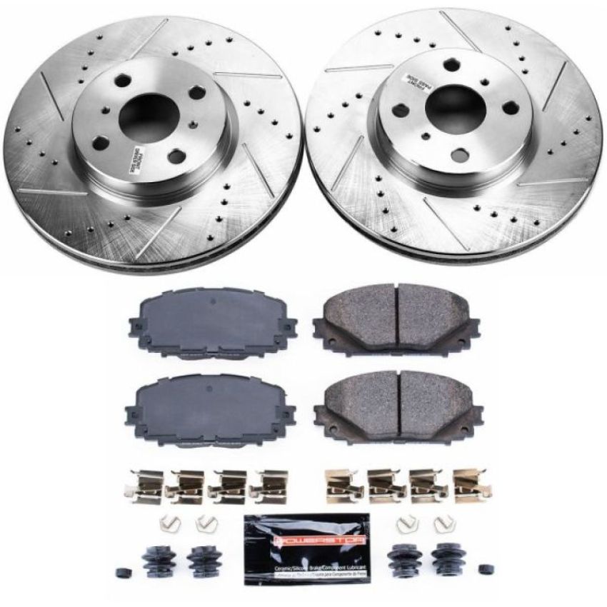 PowerStop K6104 Z23 Daily Driver Carbon-Fiber Ceramic Brake Pad and Drilled & Slotted Rotor Kit