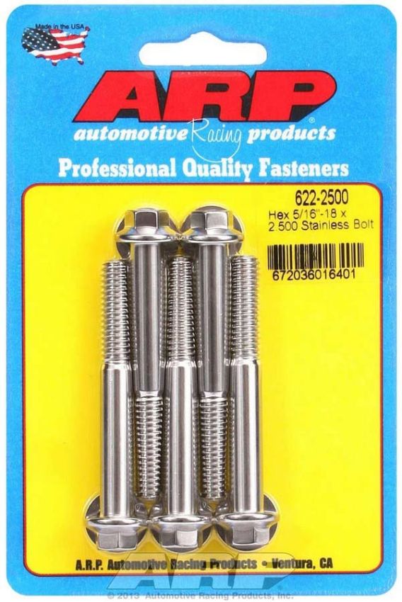ARP ARP622-2500 S/S Bolt Kit - 6pt. (5) 5/16-18 x 2.500