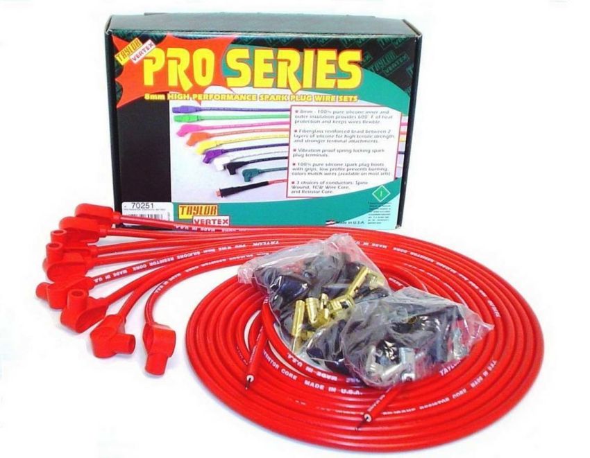 Taylor Cable 70251 8mm Red Pro Wire 90 Dgr