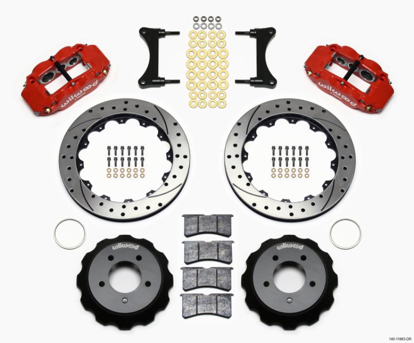 Wilwood 140-11963-DR Narrow Superlite 6R Front Hat Kit 12.88in Drill Red 93-96 Mazda RX7