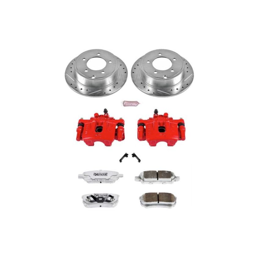 PowerStop KC3033-26 Z26 Street Performance Ceramic Brake Pad, Drilled Slotted Rotor, and Caliper Kit
