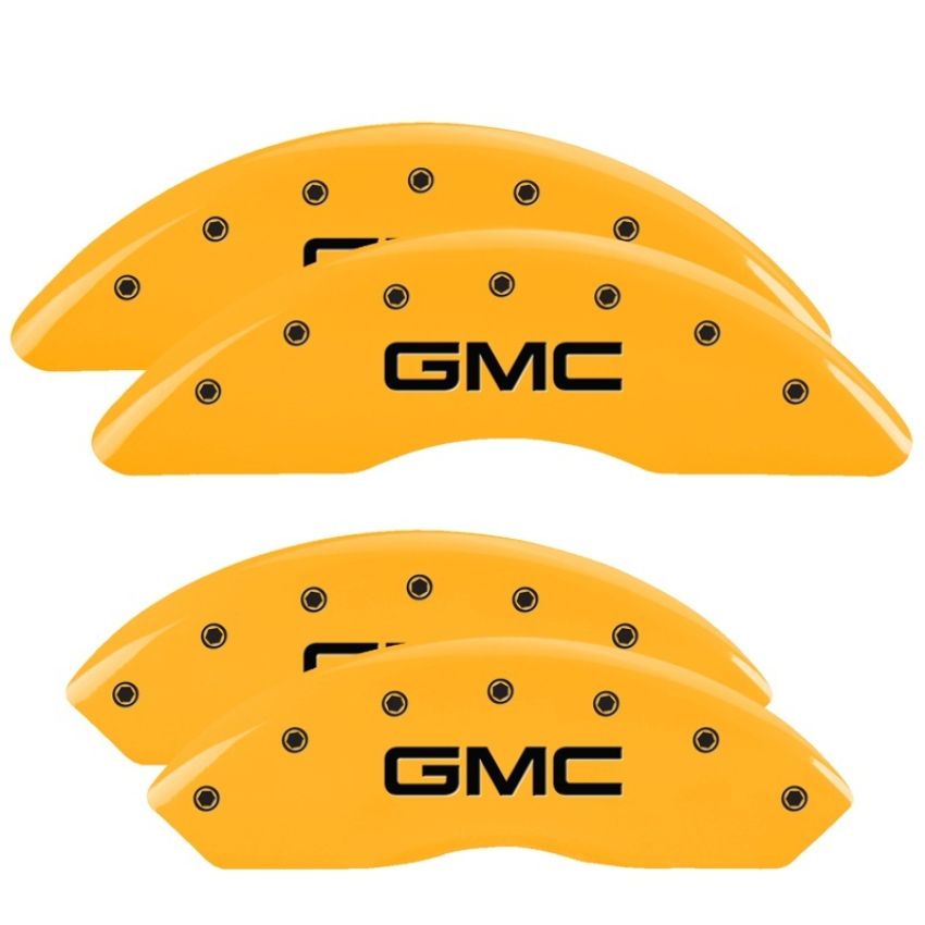 MGP 34210SGMCYL 4 Caliper Covers Engraved Front & Rear GMC Yellow finish black ch