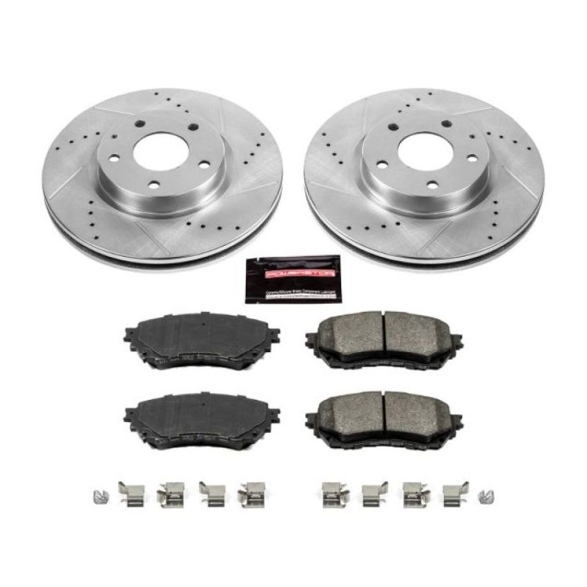 PowerStop K6968 Z23 Daily Driver Carbon-Fiber Ceramic Brake Pad and Drilled & Slotted Rotor Kit