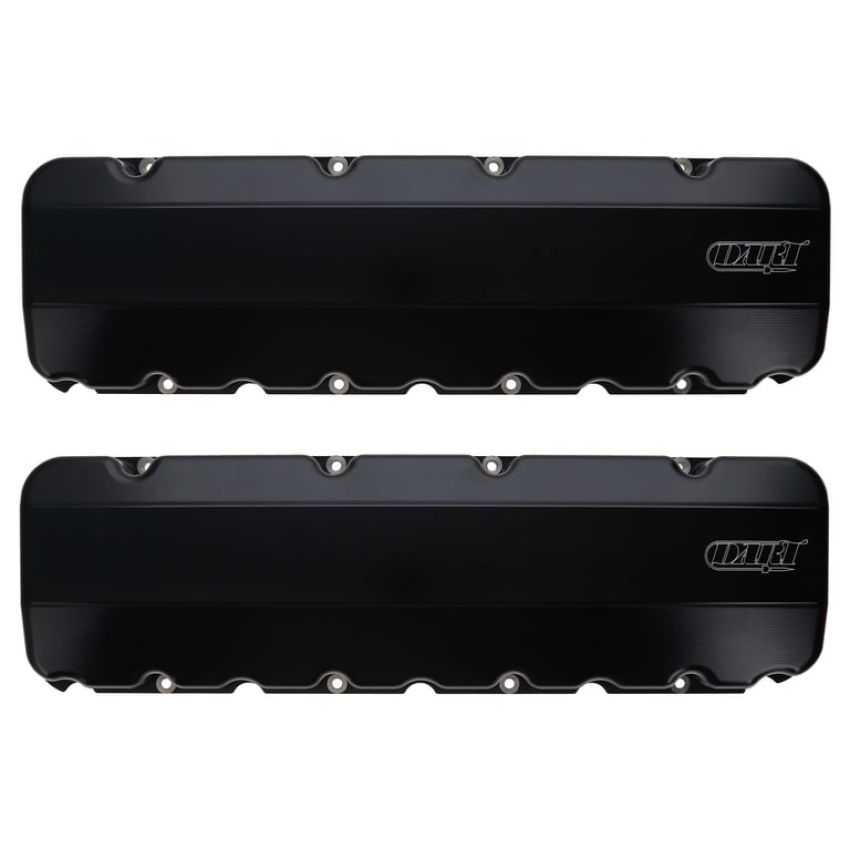 Dart 68000036 BBC Billet Aluminum Valve Cover Set w/ Logo Black Anodized