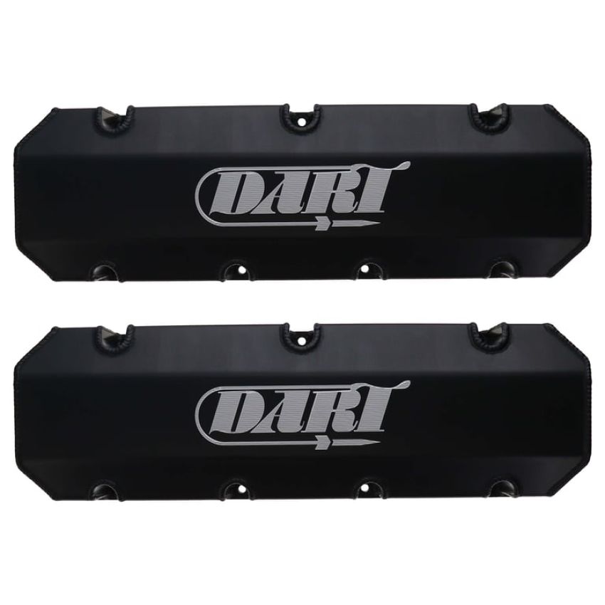 Dart 68000047 BBC Fabricated Aluminum Valve Cover Set w/ Logo Black Anodized
