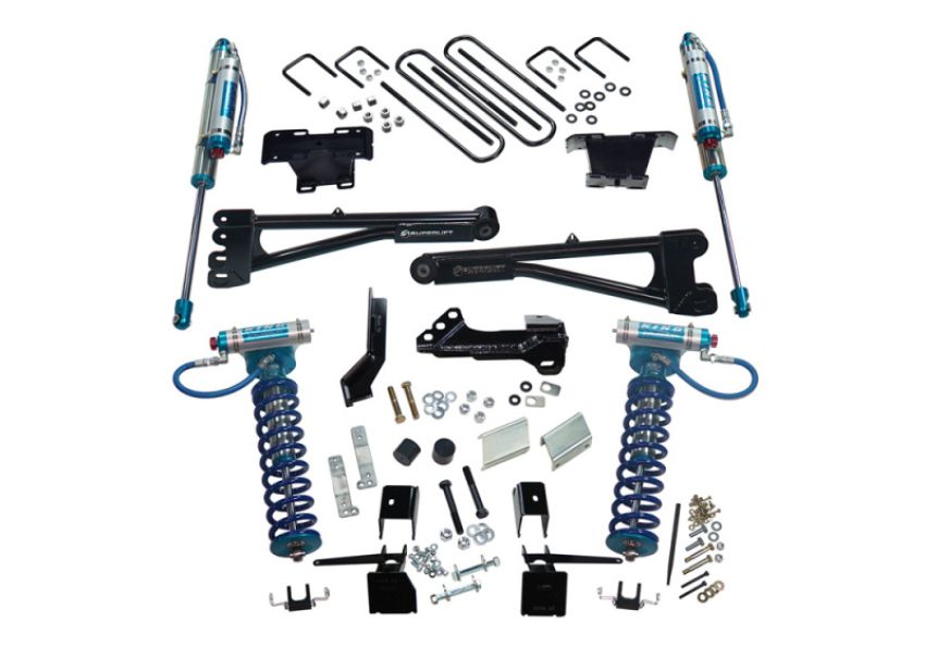 Superlift K165KG 17-19 Ford F-250 SD 4WD 4in King Rad. Arm Lift Kit w/King FR Coils & Rear Reservoir Shocks