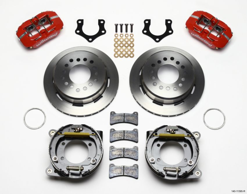 Wilwood 140-11395-R Dynapro Low-Profile 11.00in P-Brake Kit - Red Mopar/Dana 2.36in Off w/Snap Ring Brng