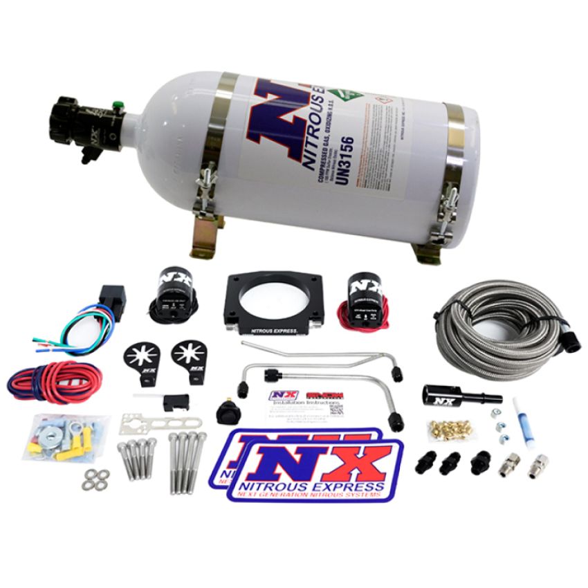 Nitrous Express 20934S-10 LS Single Entry 90mm Plate Hardline System (50-400Hp) W/ 10# Bottle