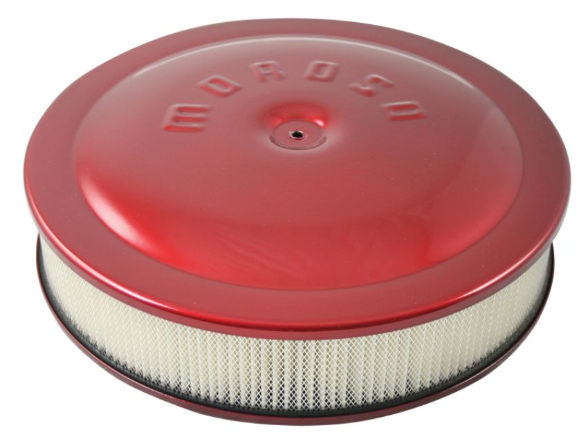 Moroso 65905 Racing Air Cleaner - 14in x 3in Filter - Aluminum - Red Powder Coat