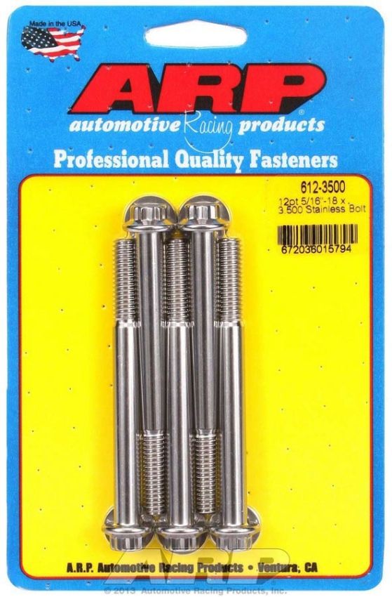 ARP ARP612-3500 S/S Bolt Kit - 12pt. (5) 5/16-18 x 3.500