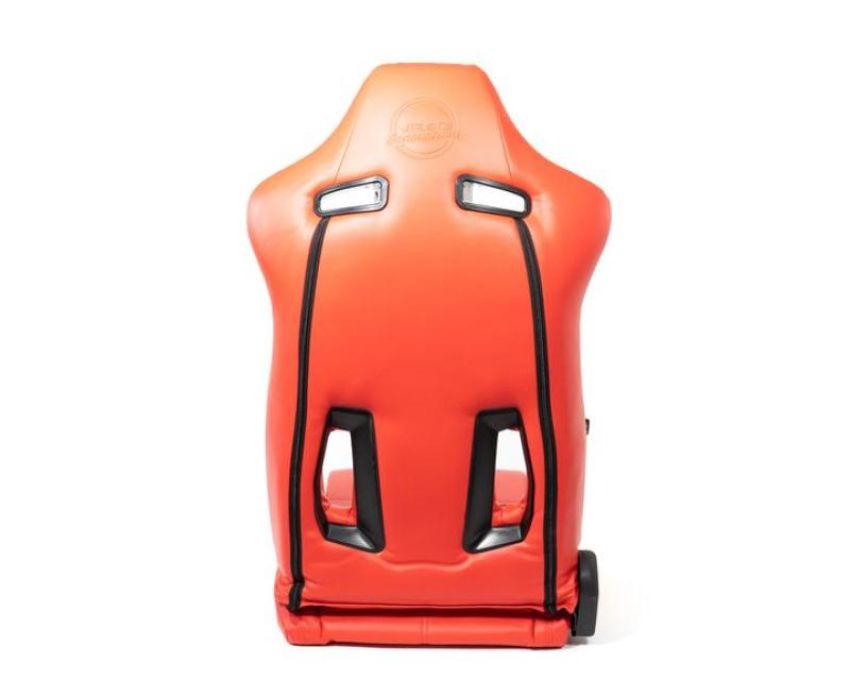 NRG RSC-810RD L/R Reclinable Sport Seats (Pair) The Arrow Red Vinyl w/ Pressed  Logo w/ Red Stitch