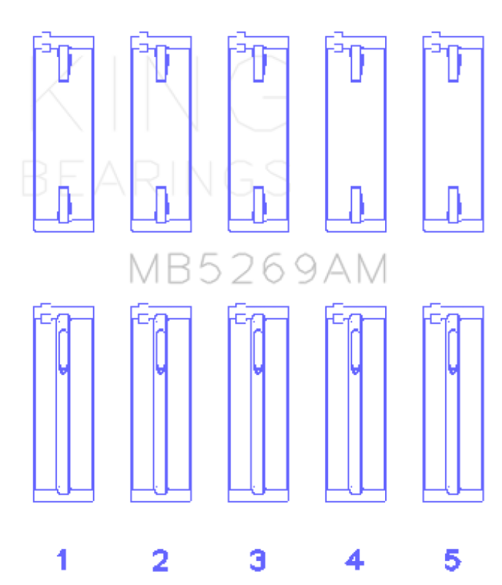 King Engine Bearings MB5269AM0.25 VW/Audi Aku/Aqm/Cr/Cy/Jk/Jr/Ky/Ra (Size +0.25mm) Main Bearing Set