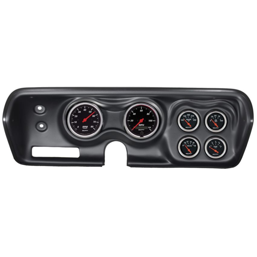 AutoMeter 7030-DB Designer Black 71-74 Charger/ GTX/ Road Runner Dash Kit 6pc Tach/MPH/Fuel/Oil/WTMP/Volt